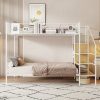 Twin Over Full Metal Bunk Bed with Wire Shelving and Lateral Storage Ladder and Wardrobe 1 Twin Over Full Metal Bunk Bed with Wire Shelving and Lateral Storage Ladder and Wardrobe