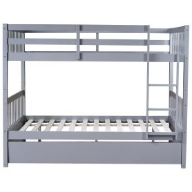 Detachable Full Over Full Rubber Wood Bunk Bed With Trundle, Ladder And Guardrails 15 Detachable Full Over Full Rubber Wood Bunk Bed With Trundle, Ladder And Guardrails