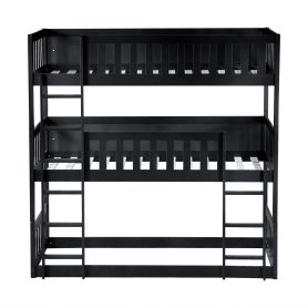 Detachable Twin Size Triple Bunk Bed With Ladders, Guardrails