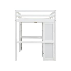 Full Size High Loft Bed with Desk, Storage Shelves and Drawers, Built-in Ladder 39 Full Size High Loft Bed with Desk, Storage Shelves and Drawers, Built-in Ladder