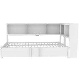 Metal Full Size Daybed with Trundle, Storage Cabinets and USB Ports