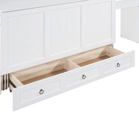 Queen Size Murphy Bed with USB Port, Large Drawer, and Wardrobe/Desk Combo