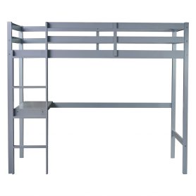 Twin High Loft Bed With Safety Guardrail, Built-in Desk, Ladder