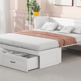 Queen Size Murphy Bed with USB Ports, Large Drawers and Metal Handles