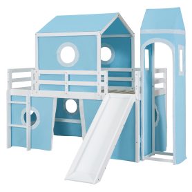 Twin Size Loft Bed with Slide, Tent and Tower 29 Twin Size Loft Bed with Slide, Tent and Tower