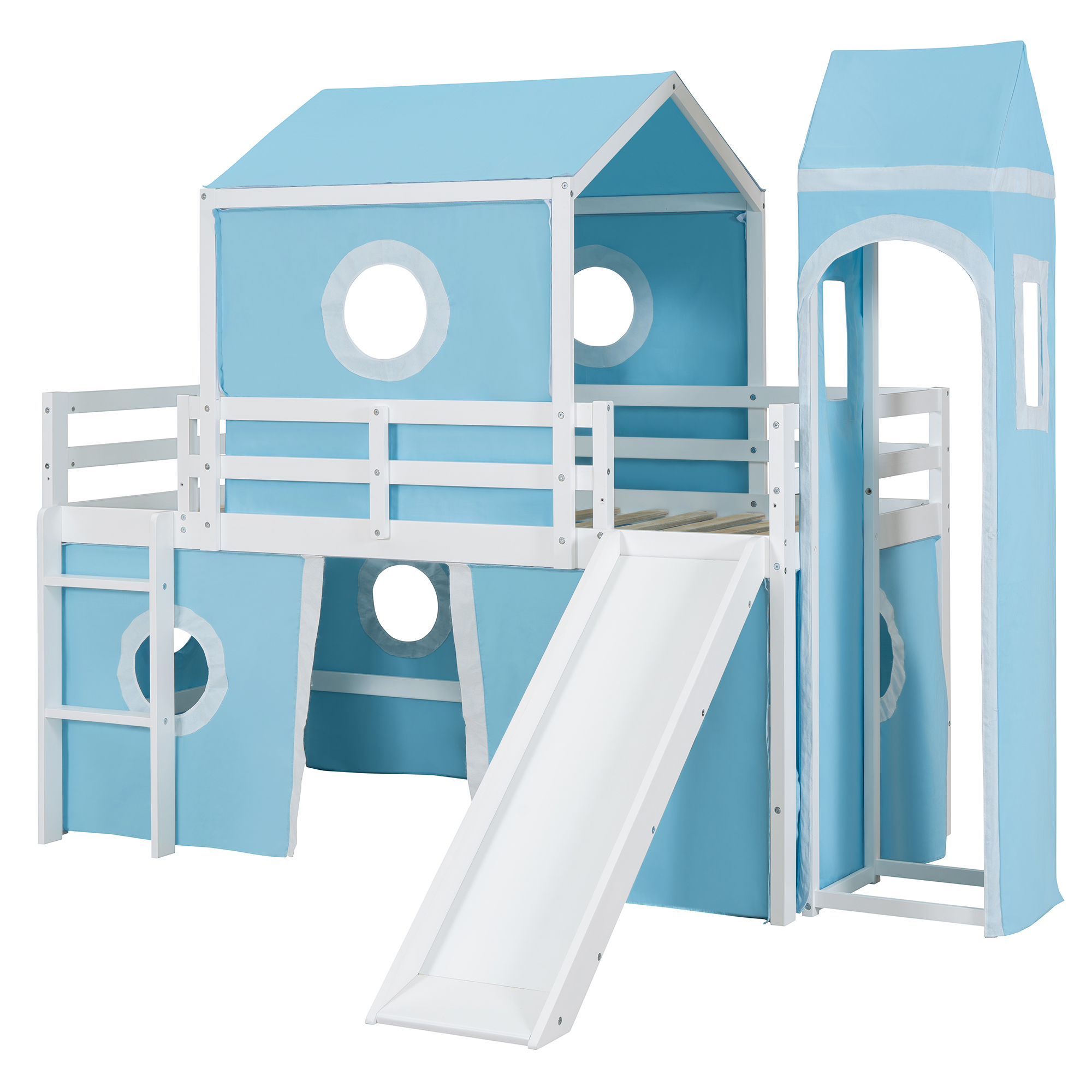 Twin Size Loft Bed with Slide, Tent and Tower 11 Twin Size Loft Bed with Slide, Tent and Tower