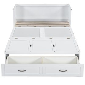 Queen Size Murphy Bed with USB Ports, Large Drawers and Metal Handles