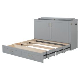 Queen Size Murphy Bed With Drawer And A Set Of Sockets & USB Ports