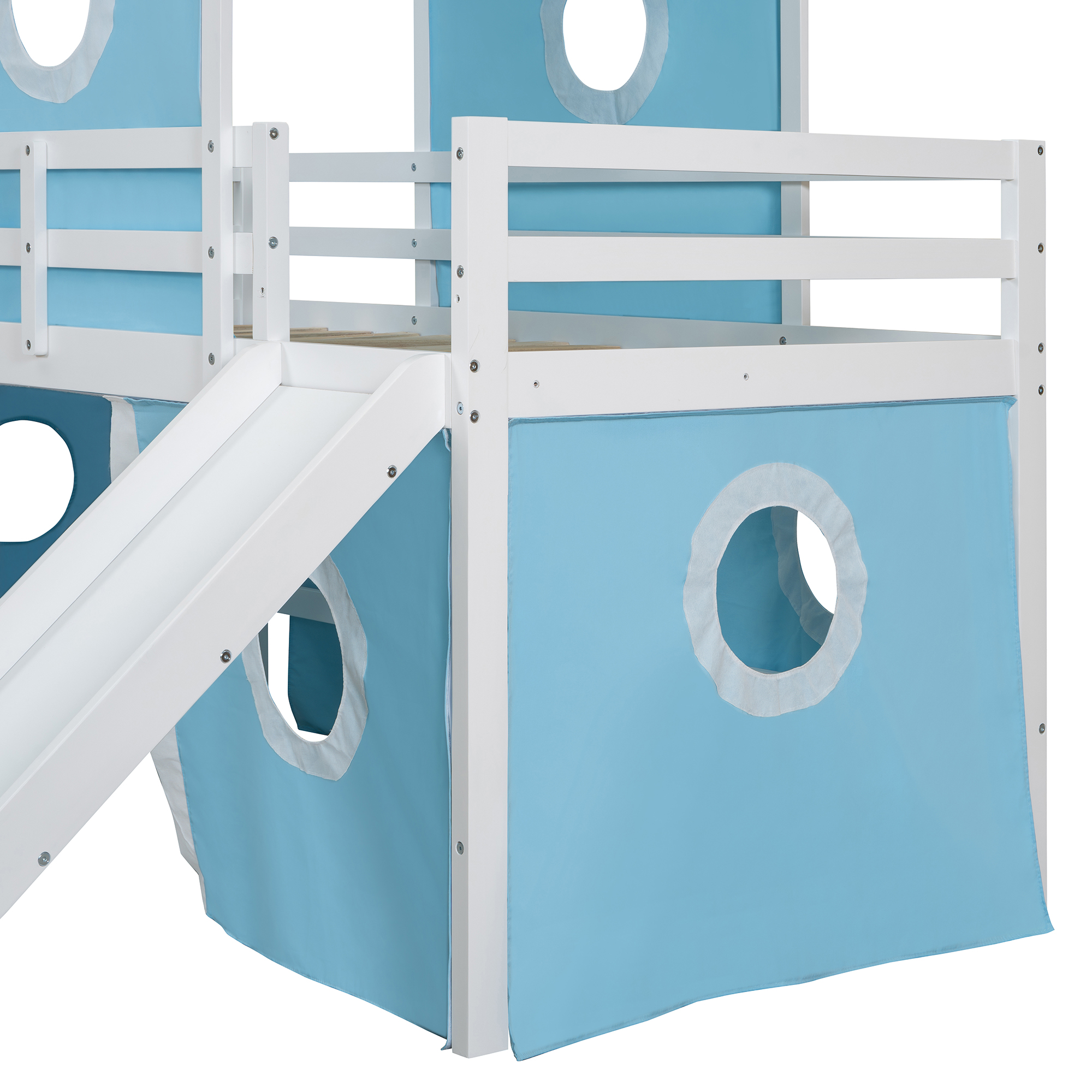 Twin Size Loft Bed with Slide, Tent and Tower 17 Twin Size Loft Bed with Slide, Tent and Tower