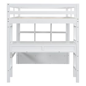 Full Size Loft Bed with Built-in Desk with Two Drawers and Storage Shelves 45 Full Size Loft Bed with Built-in Desk with Two Drawers and Storage Shelves