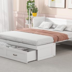 Full Size Murphy Bed with USB Ports, Large Drawers and Metal Handles