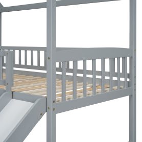 House Shape Twin Over Twin Bunk Bed With Two Drawers, Staircase And Slide 34 House Shape Twin Over Twin Bunk Bed With Two Drawers, Staircase And Slide