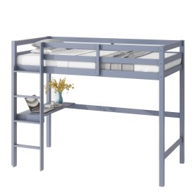 Twin High Loft Bed With Safety Guardrail, Built-in Desk, Ladder