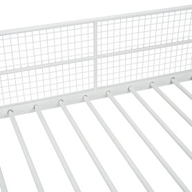 Twin Over Full Metal Bunk Bed with Wire Shelving and Lateral Storage Ladder and Wardrobe 24 Twin Over Full Metal Bunk Bed with Wire Shelving and Lateral Storage Ladder and Wardrobe