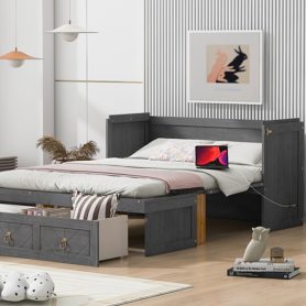 Full Size Murphy Bed with USB Port and a Large Drawer 46 Full Size Murphy Bed with USB Port and a Large Drawer