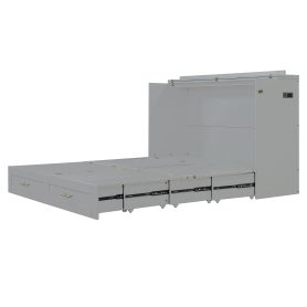 Queen Size Murphy Bed With Drawer And A Set Of Sockets & USB Ports