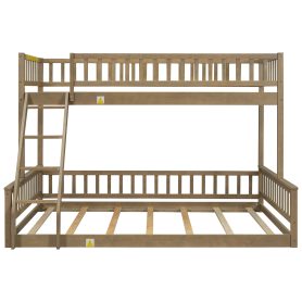 Twin XL over Queen Bunk Bed with Ladder and Guardrails