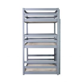 Detachable Triple Rubber Wood Bunk Bed With Two Built-in Ladders, Guardrails 25 Detachable Triple Rubber Wood Bunk Bed With Two Built-in Ladders, Guardrails