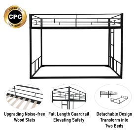 Metal Low Twin Over Twin Bunk with Guardrail