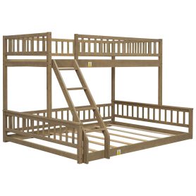 Twin XL over Queen Bunk Bed with Ladder and Guardrails
