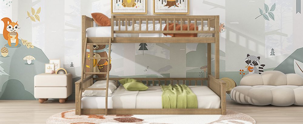 Twin XL over Queen Bunk Bed with Ladder and Guardrails | Cool Kids Bed