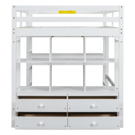 Full Size Loft Bed with Built-in Desk with Two Drawers and Storage Shelves 49 Full Size Loft Bed with Built-in Desk with Two Drawers and Storage Shelves