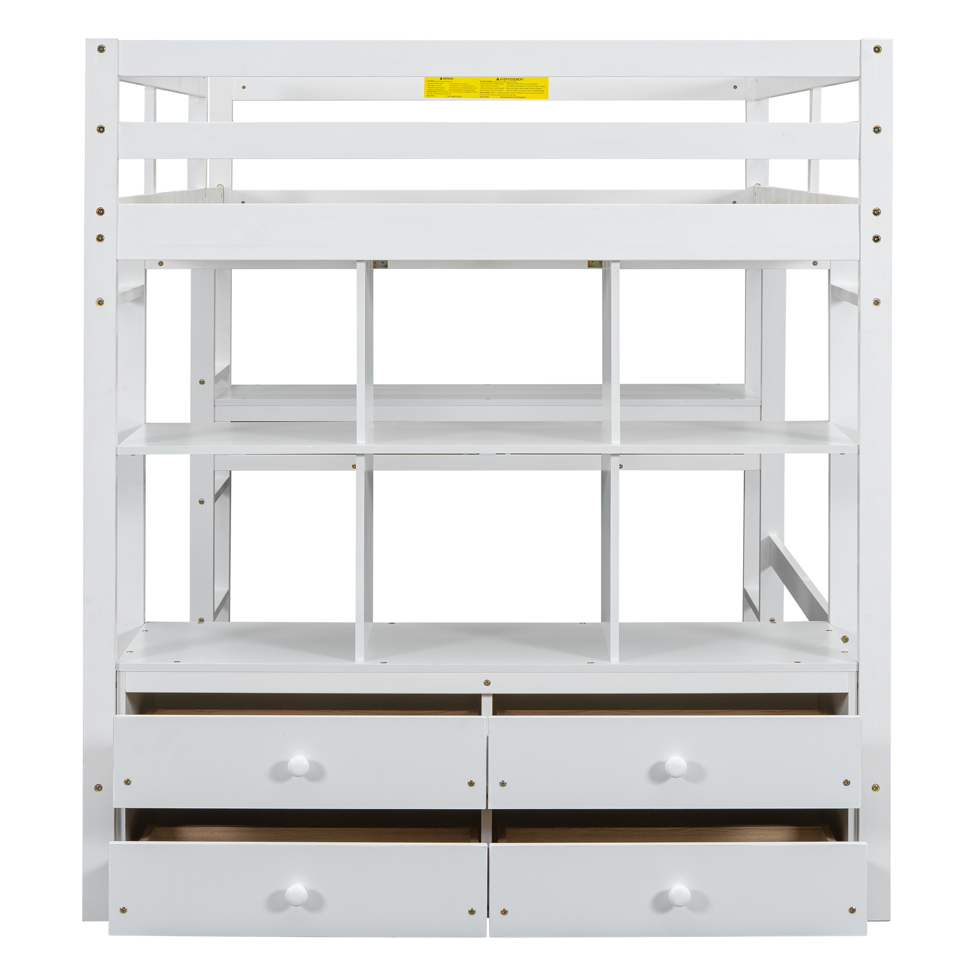 Full Size Loft Bed with Built-in Desk with Two Drawers and Storage Shelves 26 Full Size Loft Bed with Built-in Desk with Two Drawers and Storage Shelves