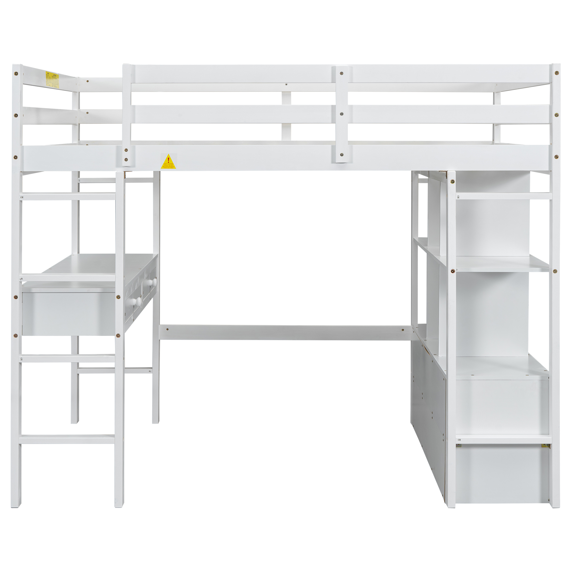 Full Size Loft Bed with Built-in Desk with Two Drawers and Storage Shelves 24 Full Size Loft Bed with Built-in Desk with Two Drawers and Storage Shelves