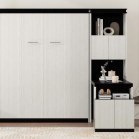 Full Size Murphy Bed with Desk, Storage Shelves and Cabinets