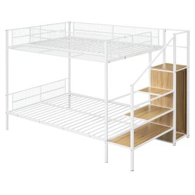Twin Over Full Metal Bunk Bed with Wire Shelving and Lateral Storage Ladder and Wardrobe 19 Twin Over Full Metal Bunk Bed with Wire Shelving and Lateral Storage Ladder and Wardrobe