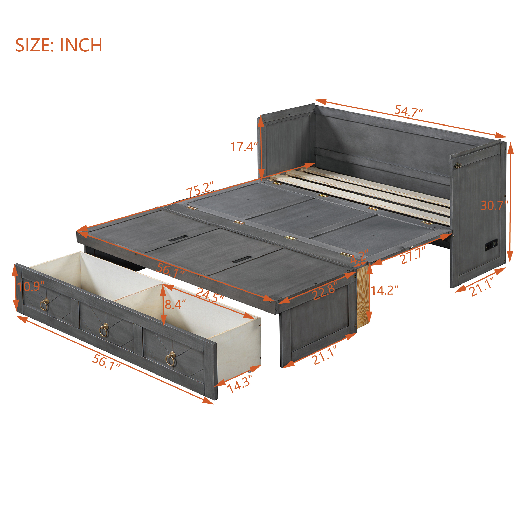 Full Size Murphy Bed with USB Port and a Large Drawer 6 Full Size Murphy Bed with USB Port and a Large Drawer