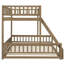 Twin XL over Queen Bunk Bed with Ladder and Guardrails