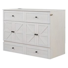 Full Size Murphy Bed with Large Drawers & USB Ports