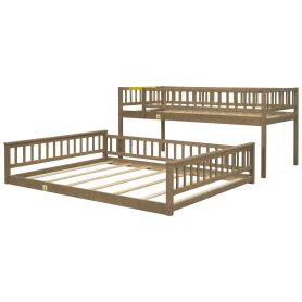 Twin XL over Queen Bunk Bed with Ladder and Guardrails