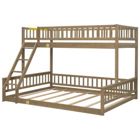 Twin XL over Queen Bunk Bed with Ladder and Guardrails