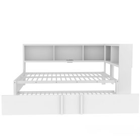 Metal Full Size Daybed with Trundle, Storage Cabinets and USB Ports
