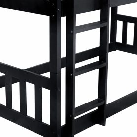 Detachable Twin Size Triple Bunk Bed With Ladders, Guardrails