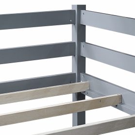 Detachable Triple Rubber Wood Bunk Bed With Two Built-in Ladders, Guardrails