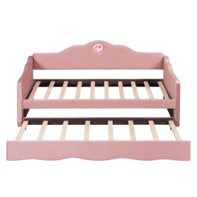 Twin Size Upholstered Daybed with Wave-shaped Trundle