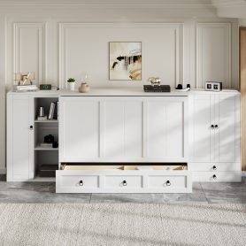 Queen Size Murphy Bed with USB Port, Little Wardrobes and Drawers