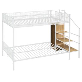 Twin Over Full Metal Bunk Bed with Wire Shelving and Lateral Storage Ladder and Wardrobe 21 Twin Over Full Metal Bunk Bed with Wire Shelving and Lateral Storage Ladder and Wardrobe