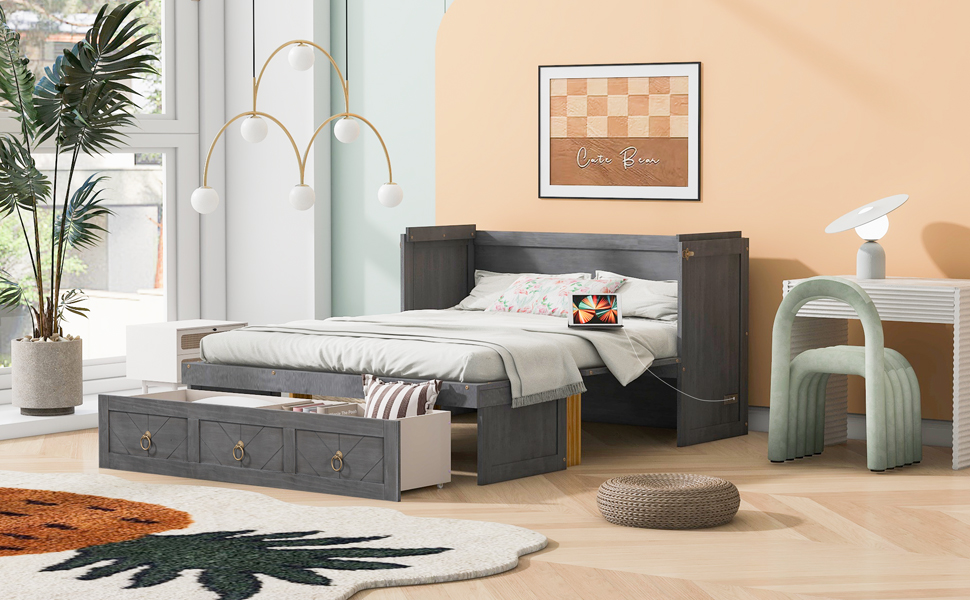 Queen Size Murphy Bed with USB Port and a Large Drawer 27 Queen Size Murphy Bed with USB Port and a Large Drawer