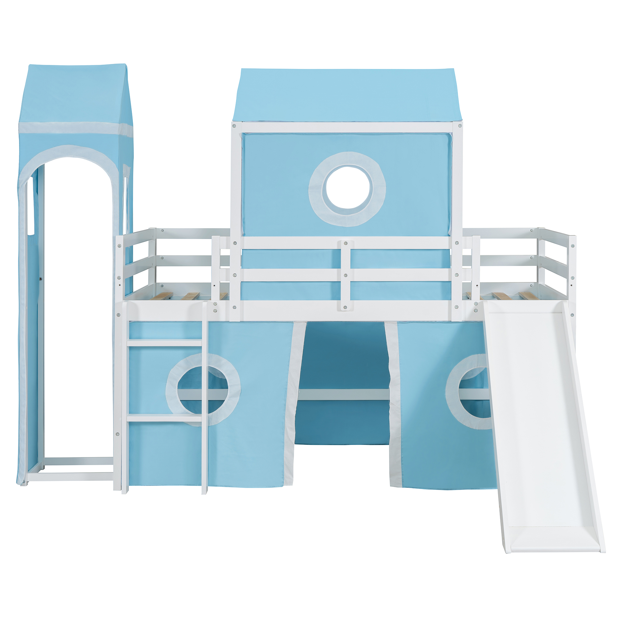 Twin Size Loft Bed with Slide, Tent and Tower 7 Twin Size Loft Bed with Slide, Tent and Tower
