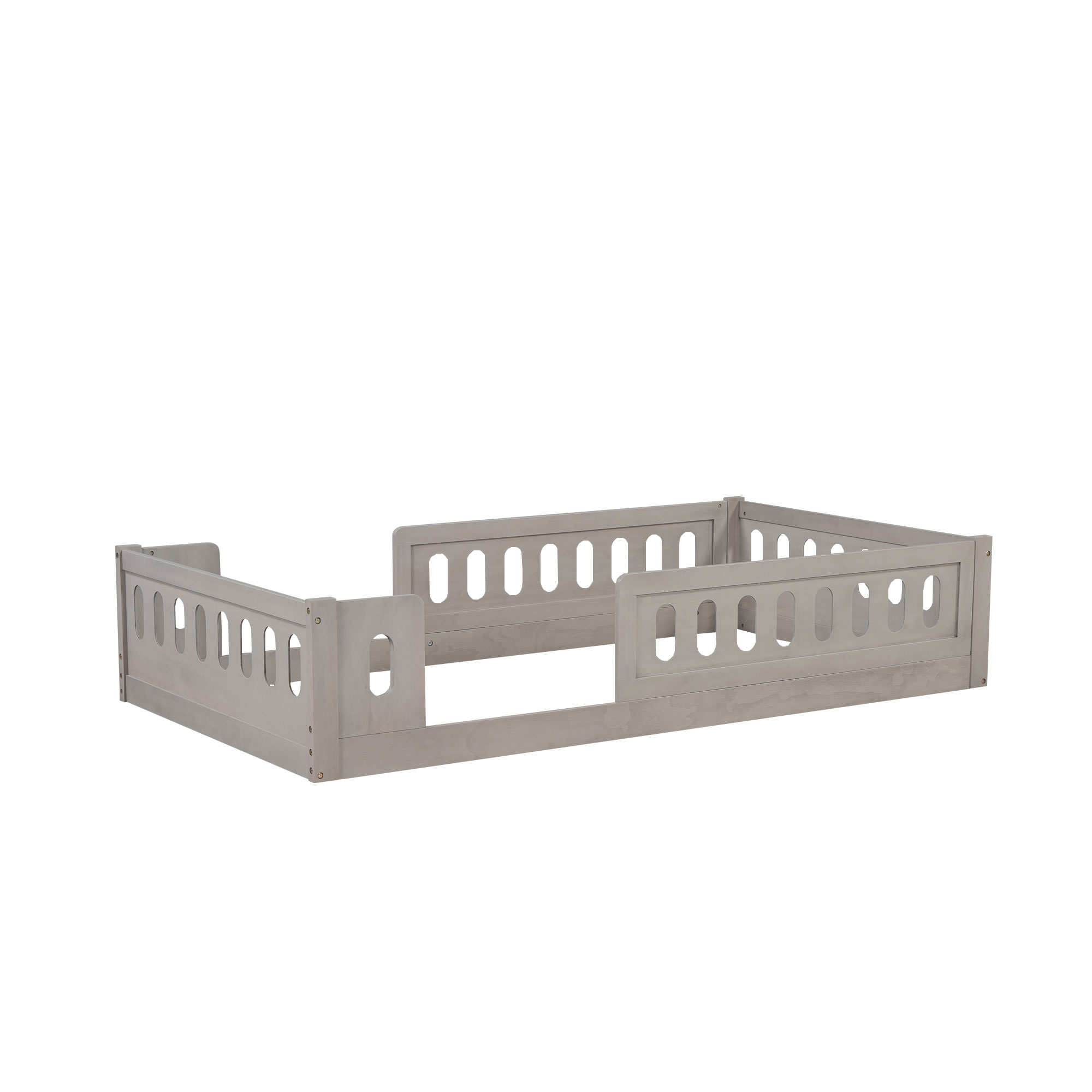 Wood Twin Size Upholstered Platform Bed with Guardrail 19 Wood Twin Size Upholstered Platform Bed with Guardrail