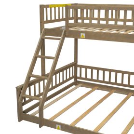 Twin XL over Queen Bunk Bed with Ladder and Guardrails