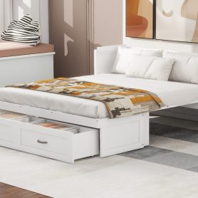 Full Size Murphy Bed with USB Ports, Large Drawers and Metal Handles