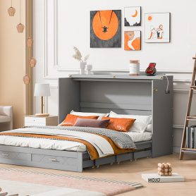 Queen Size Murphy Bed With Drawer And A Set Of Sockets & USB Ports