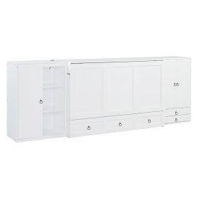 Queen Size Murphy Bed with USB Port, Little Wardrobes and Drawers