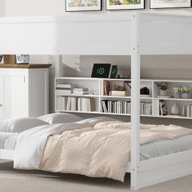 Queen over Queen Bunk Bed with Storage Cabinets and USB Ports 29 Queen over Queen Bunk Bed with Storage Cabinets and USB Ports