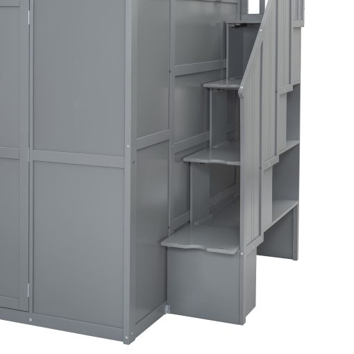 Full Size Bunk Bed With Wardrobe, Desk And Shelves